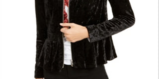 INC International Concepts Women's Crushed Velvet Peplum Black Size Petite Small