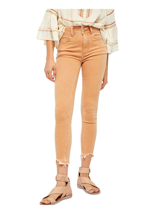 Free People Women's Camel Wild Child Skinny Jeans Camel Brown Size 26