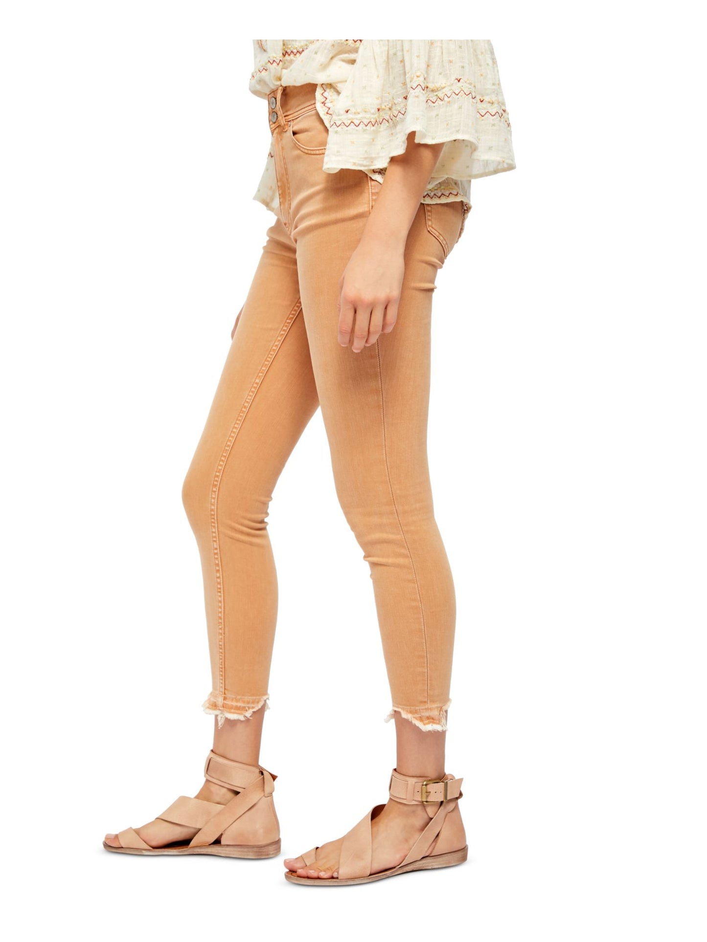 Free People Women's Camel Wild Child Skinny Jeans Camel Brown Size 26