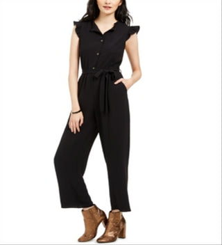 Monteau Women's Ruffled Jumpsuit Black Size Petite M