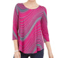 JM Collection Women's Swirl Print 3/4 Sleeve T Shirt Pink Size XX-Large