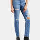 Levi's Women's Frayed Skinny Jeans Blue Size 29X28