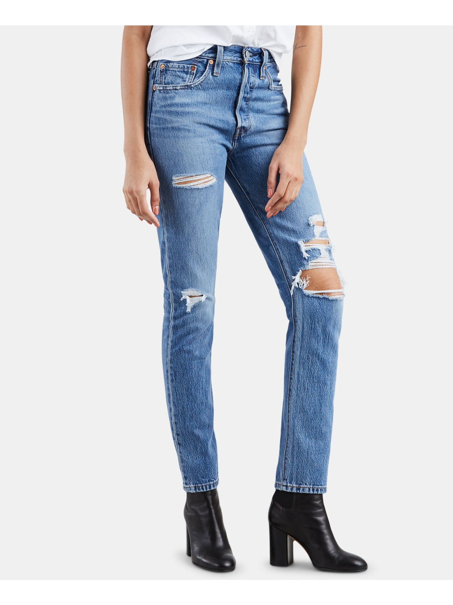 Levi's Women's Frayed Skinny Jeans Blue Size 29X28