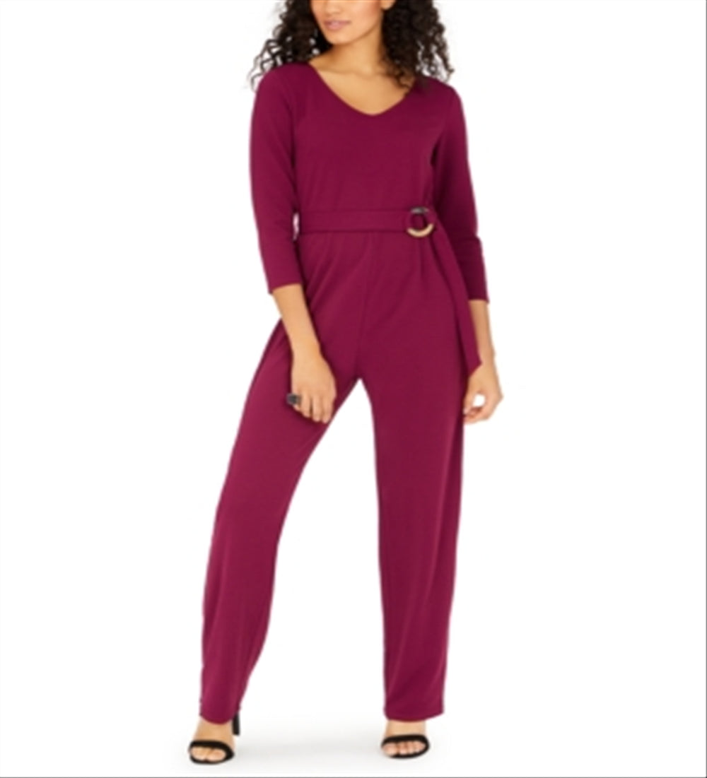 Ultra Flirt Junior's Belted Jumpsuit Cherry Size XS