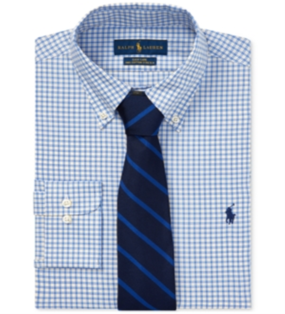Ralph Lauren Men's Plaid Cotton Dress Shirt Blue Size 14.5X32-33