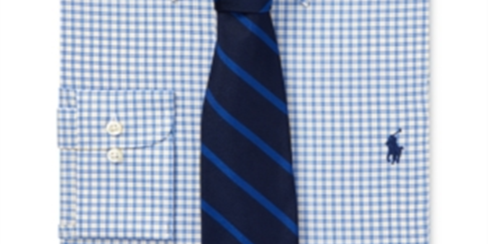 Ralph Lauren Men's Plaid Cotton Dress Shirt Blue Size 14.5X32-33