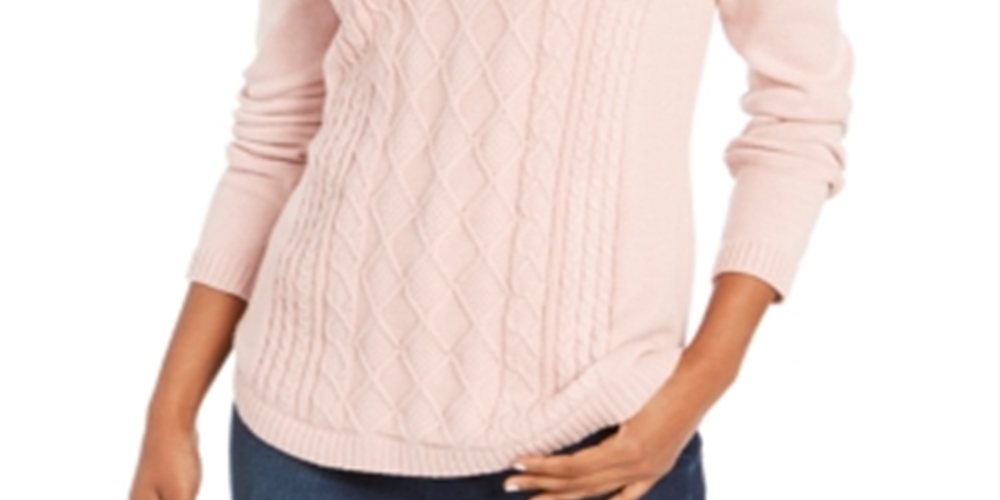 Charter Club Women's Cable Knit Button Trim Sweater Flamingo Pink Size Petite XL