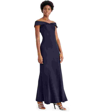 Calvin Klein Women's Off The Shoulder Gown Blue Size 4