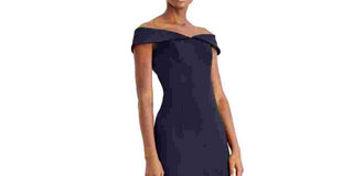 Calvin Klein Women's Off The Shoulder Gown Blue Size 4