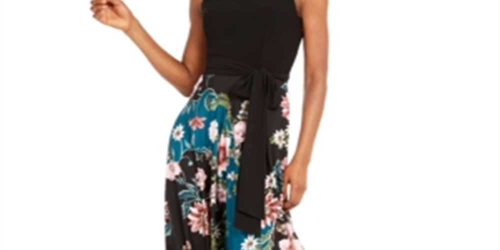 INC International Concepts Women's 2 in 1 Keyhole Back Maxi Dress Black Size 6 Petite
