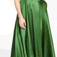 Morgan & Co Women's Pleated Surplice Satin Gown Green Size 3