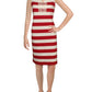 Charter Club Women's Striped Slit Neck MIDI Dress Red Size Medium