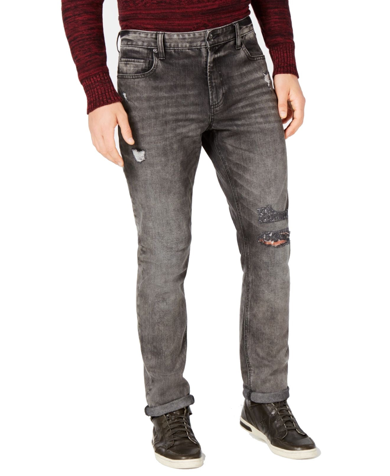 American Rag Men's Slim Fit Stretch Ripped Jeans Gray Size 32X32