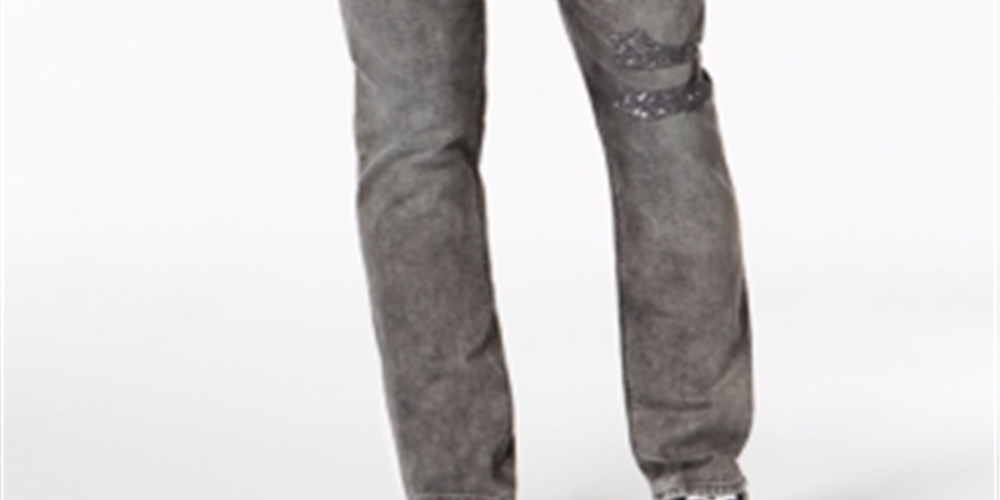 American Rag Men's Slim Fit Stretch Ripped Jeans Gray Size 32X32