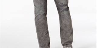 American Rag Men's Slim Fit Stretch Ripped Jeans Gray Size 32X32