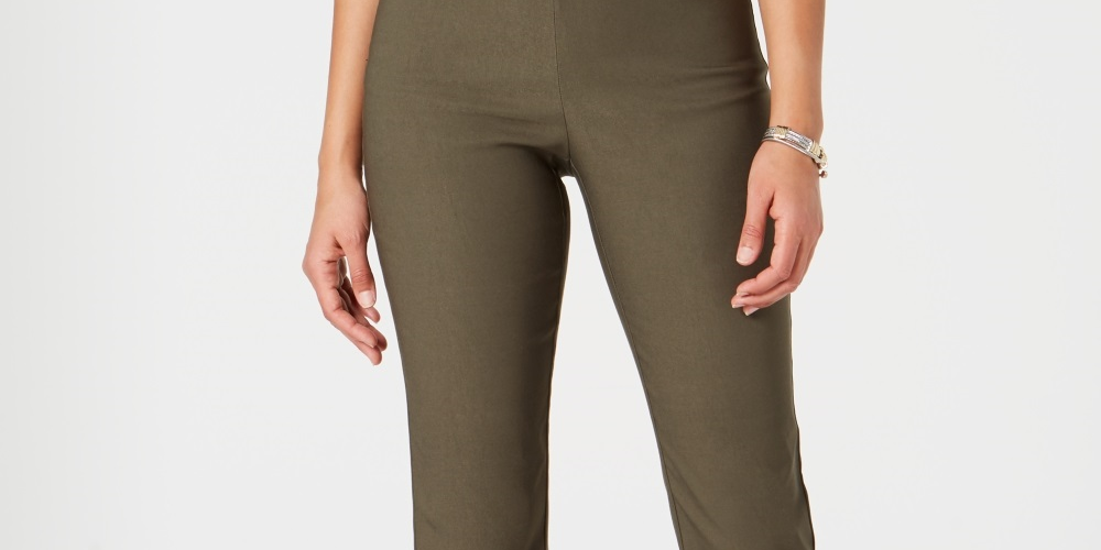 Charter Club Women's Chelsea Tummy Control Ankle Pants Green Size 6 Petite