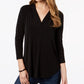 Charter Club Women's 3/4 Sleeve Top Black Size Small