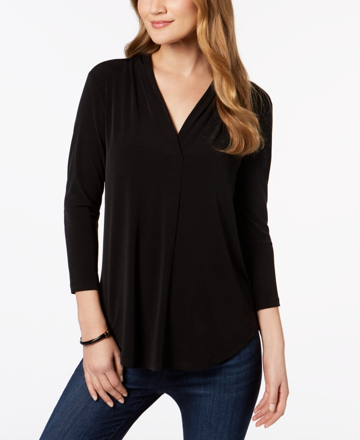 Charter Club Women's 3/4 Sleeve Top Black Size Small