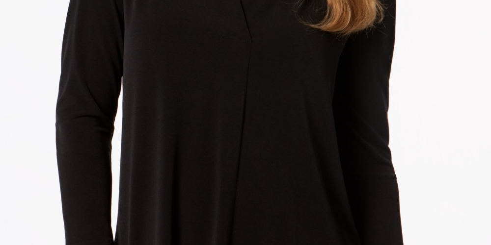 Charter Club Women's 3/4 Sleeve Top Black Size Small