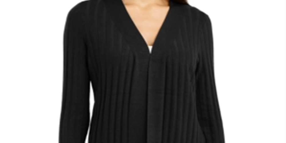 Alfani Women's Ribbed Cardigan Black Size Petite L