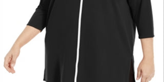 Alfani Women's Plus Contrast Stripe Tunic Black Size 0X