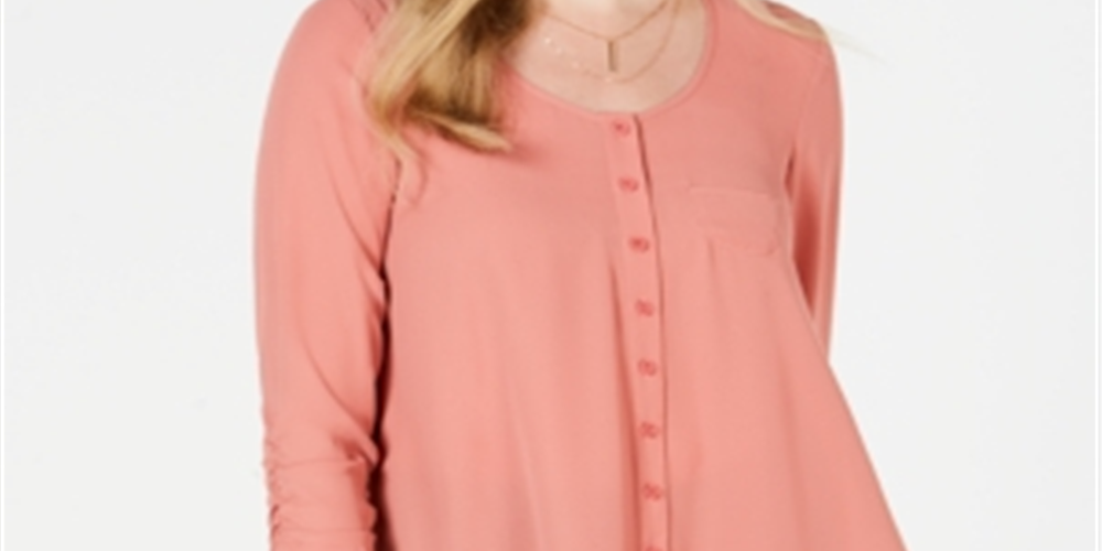 Style & Co Women's High Low Swing Top Orange Size Large