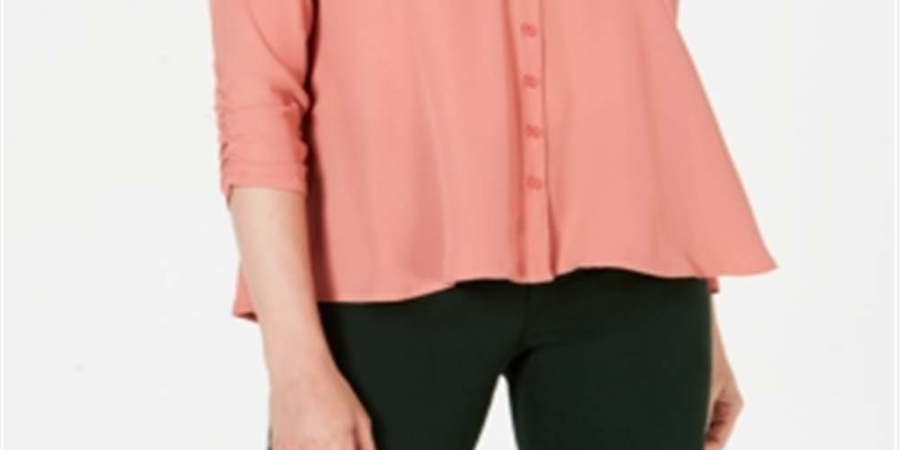 Style & Co Women's High Low Swing Top Orange Size Large