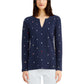 Charter Club Women's Cotton Embroidered Top Blue Size Medium