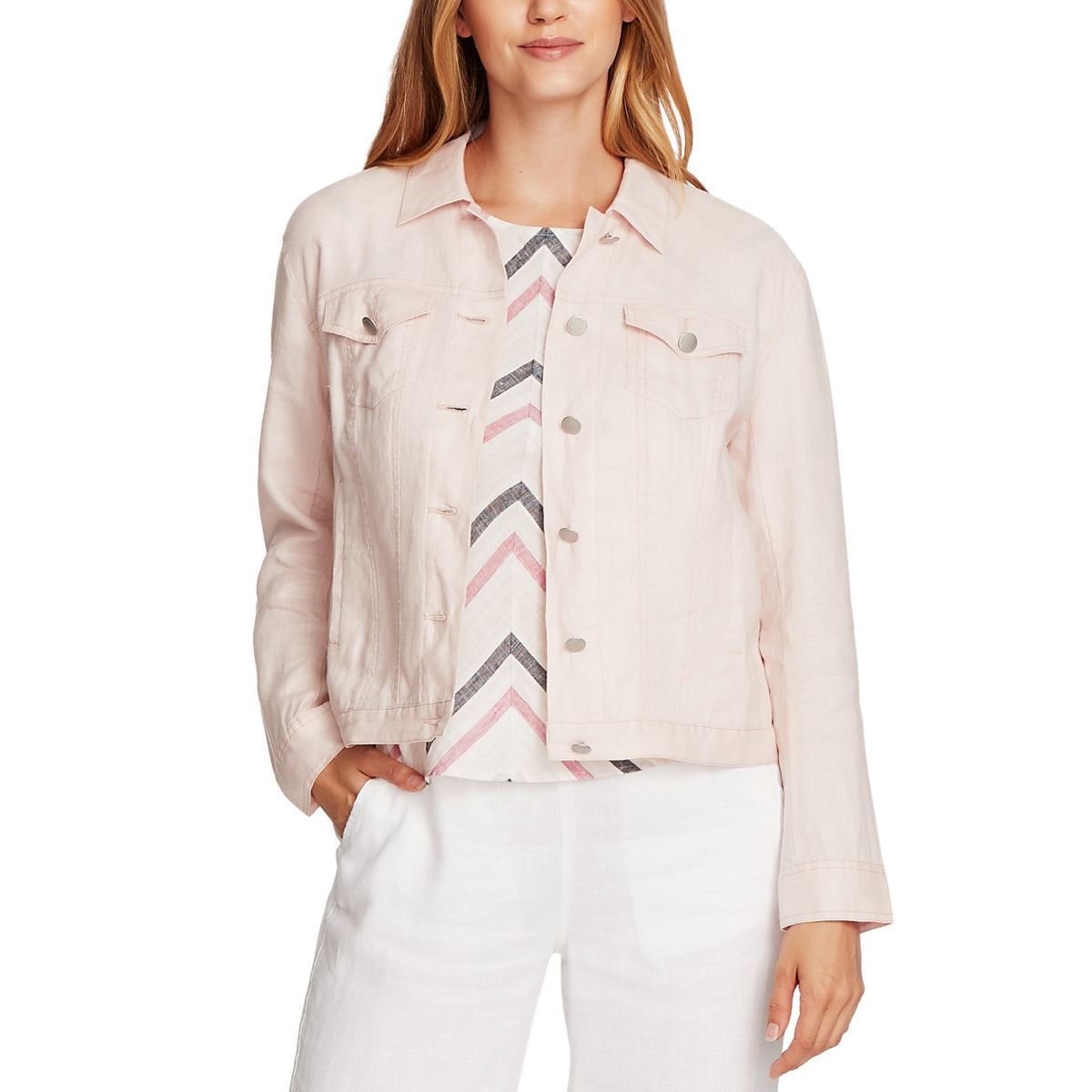 Vince Camuto Women's Linen Jacket Pink Lotus Size Small