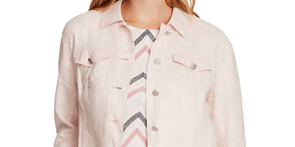 Vince Camuto Women's Linen Jacket Pink Lotus Size Small