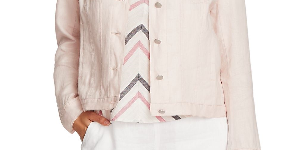 Vince Camuto Women's Linen Jacket Pink Lotus Size Small