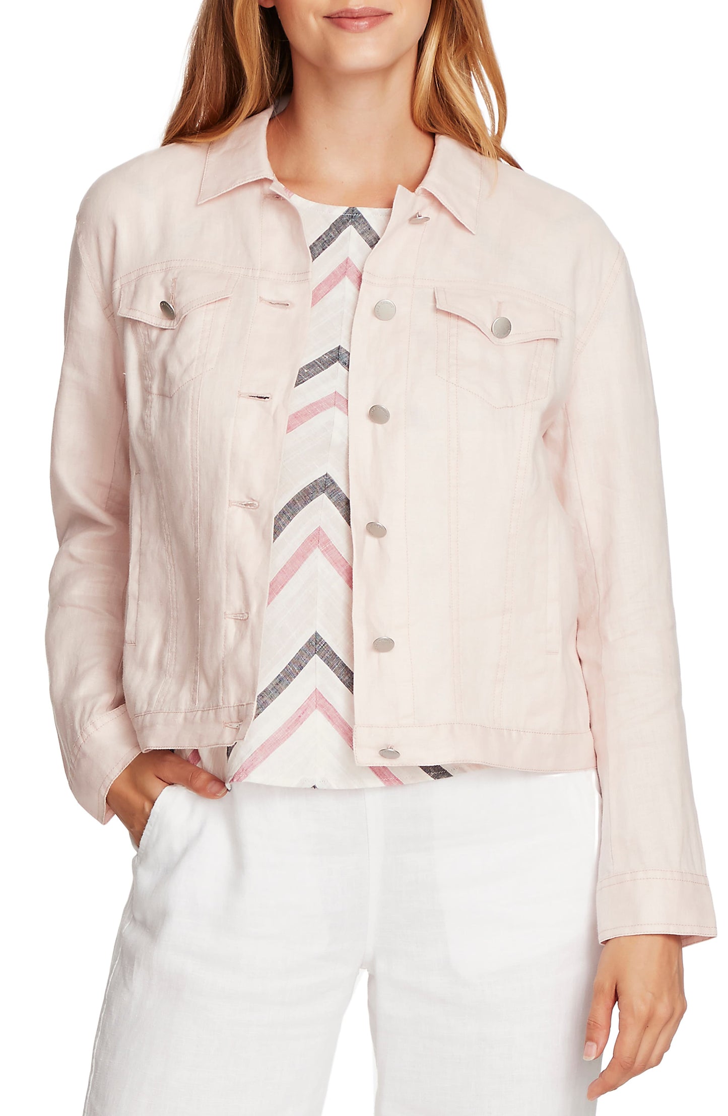 Vince Camuto Women's Linen Jacket Pink Lotus Size Small