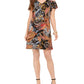 Msk Women's Cold Shoulder Shift Dress Canary/multi Size Petite M