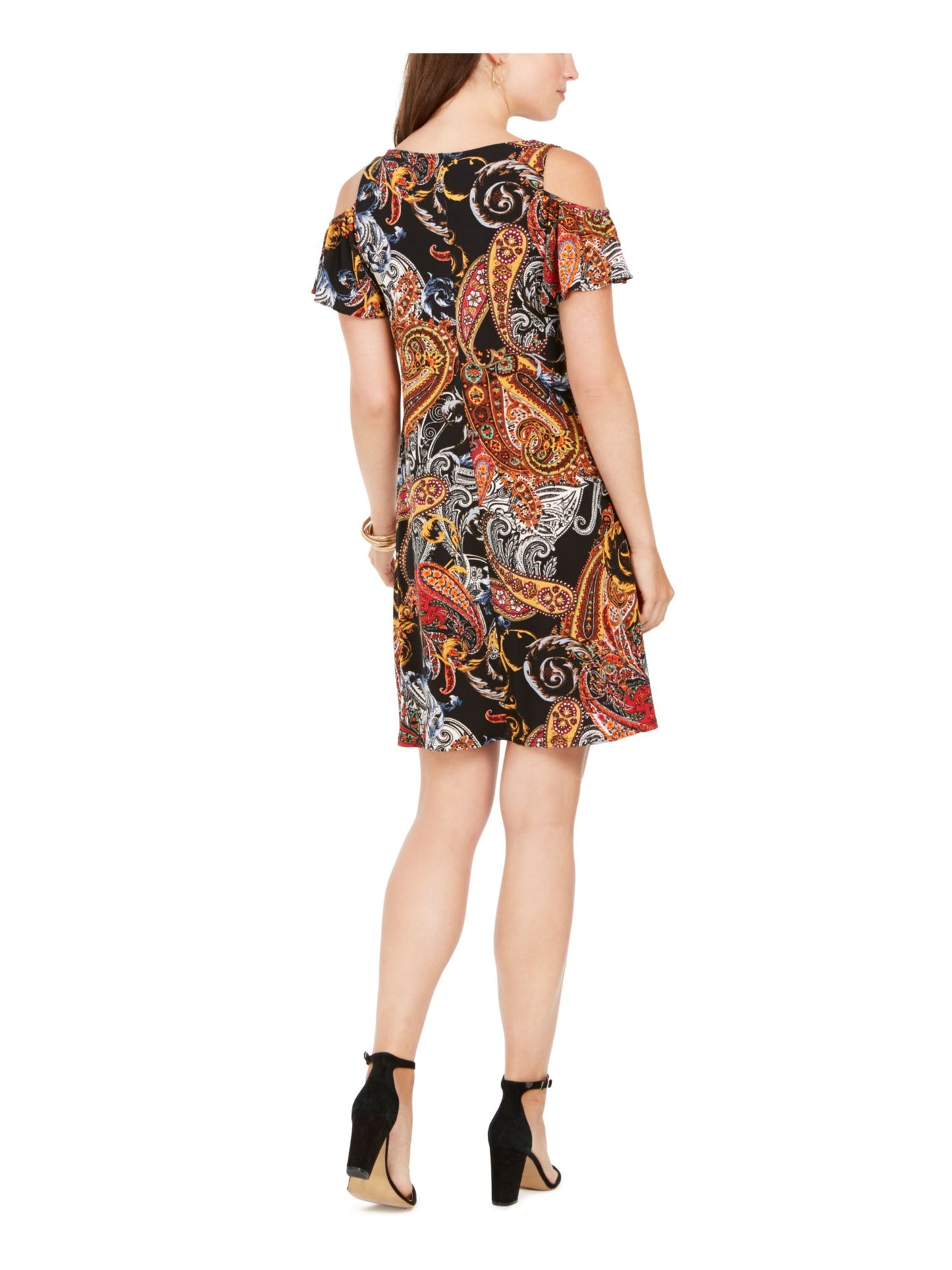 Msk Women's Cold Shoulder Shift Dress Canary/multi Size Petite M