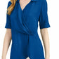 Alfani Women's Draped Front Collared Top Blue Size Petite X-Large