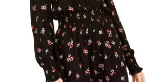 American Rag Junior's Floral Faux Wrap Dress Black Size Large