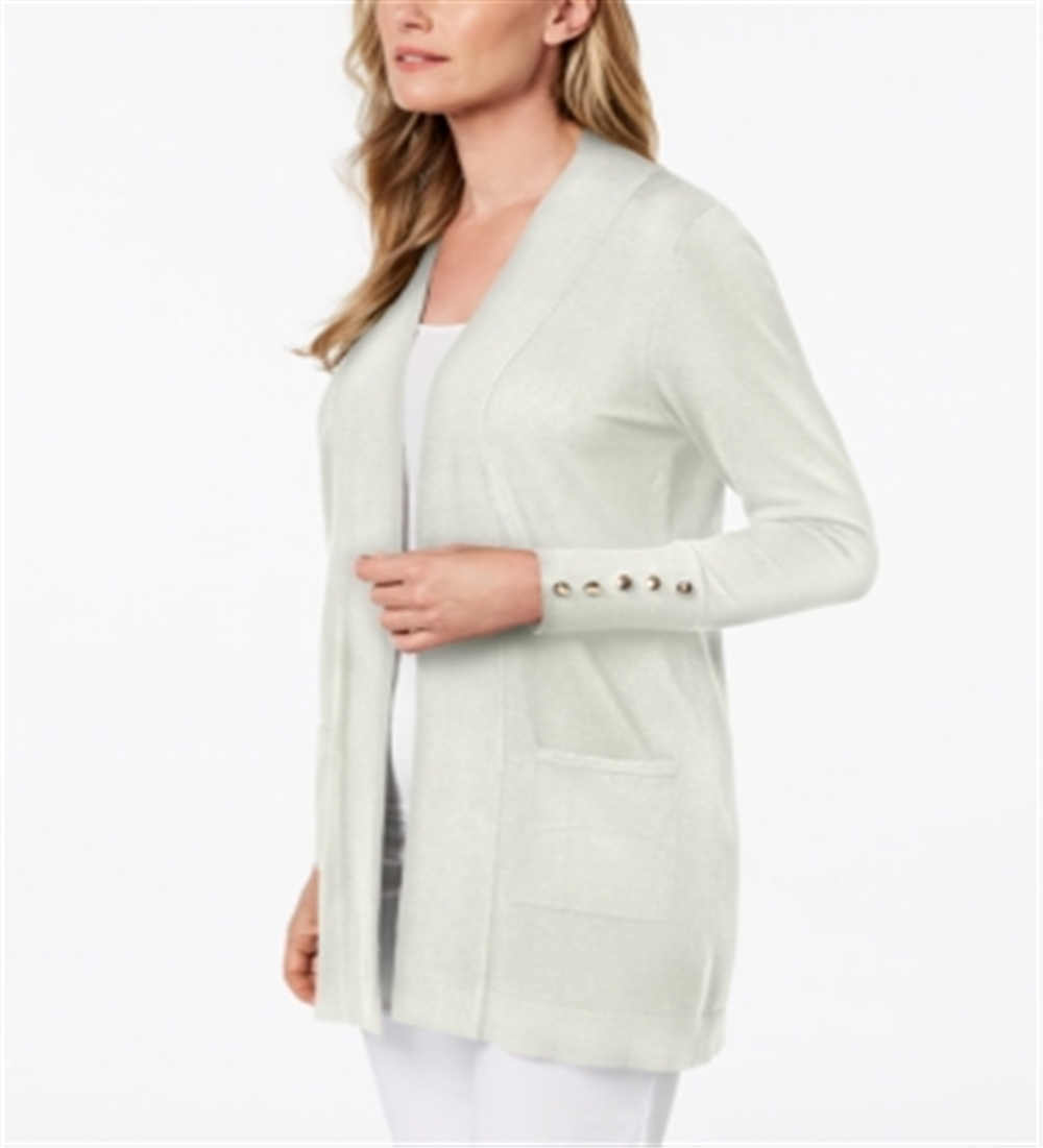 JM Collection Women's Open Front Cardigan Eggshell Size Medium