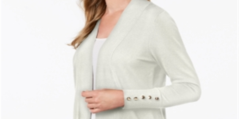 JM Collection Women's Open Front Cardigan Eggshell Size Medium