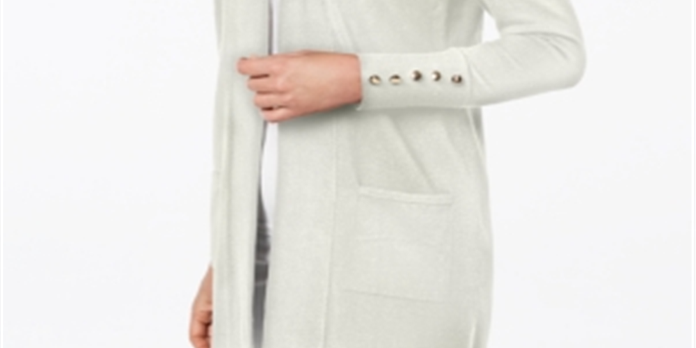 JM Collection Women's Open Front Cardigan Eggshell Size Medium