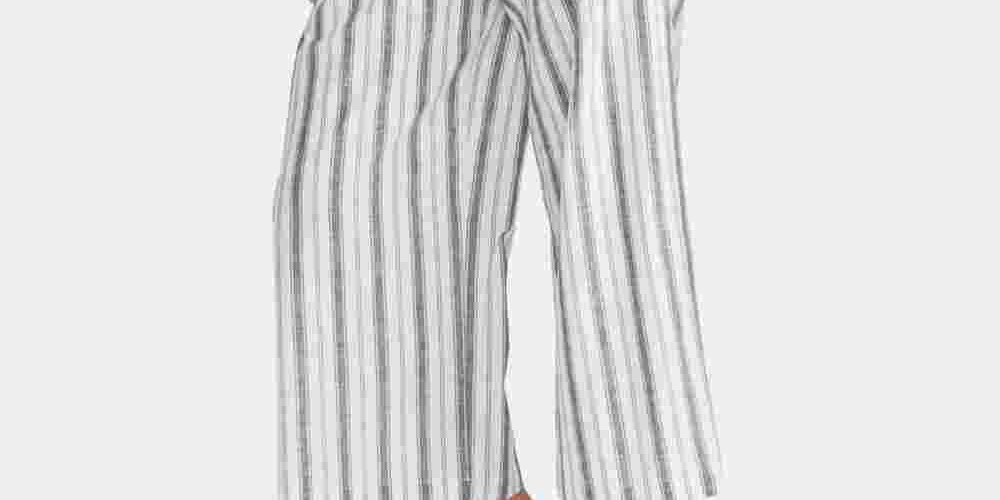 Rachel Roy Women's Belted Pinstripe Pants White Size 14