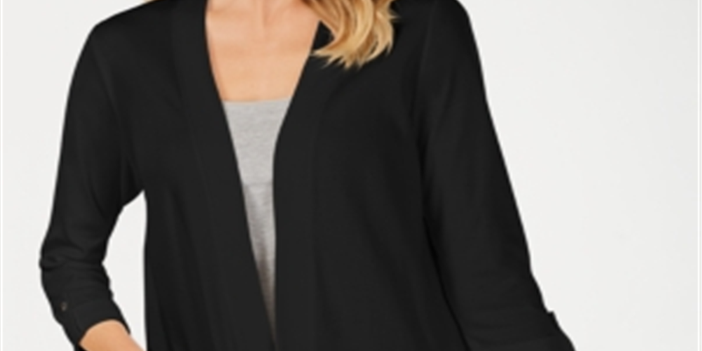 Karen Scott Women's Cotton Cozy Cardigan Black Size X-Small