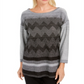 JM Collection Women's Metallic Stitched Drop Shoulder Sweater Black Size X-Large