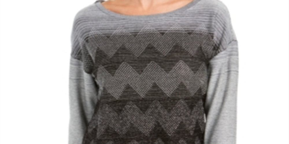 JM Collection Women's Metallic Stitched Drop Shoulder Sweater Black Size X-Large