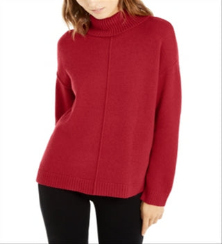 Alfani Women's Ribbed Long Sleeve Turtle Neck Sweater Red Size X-Large