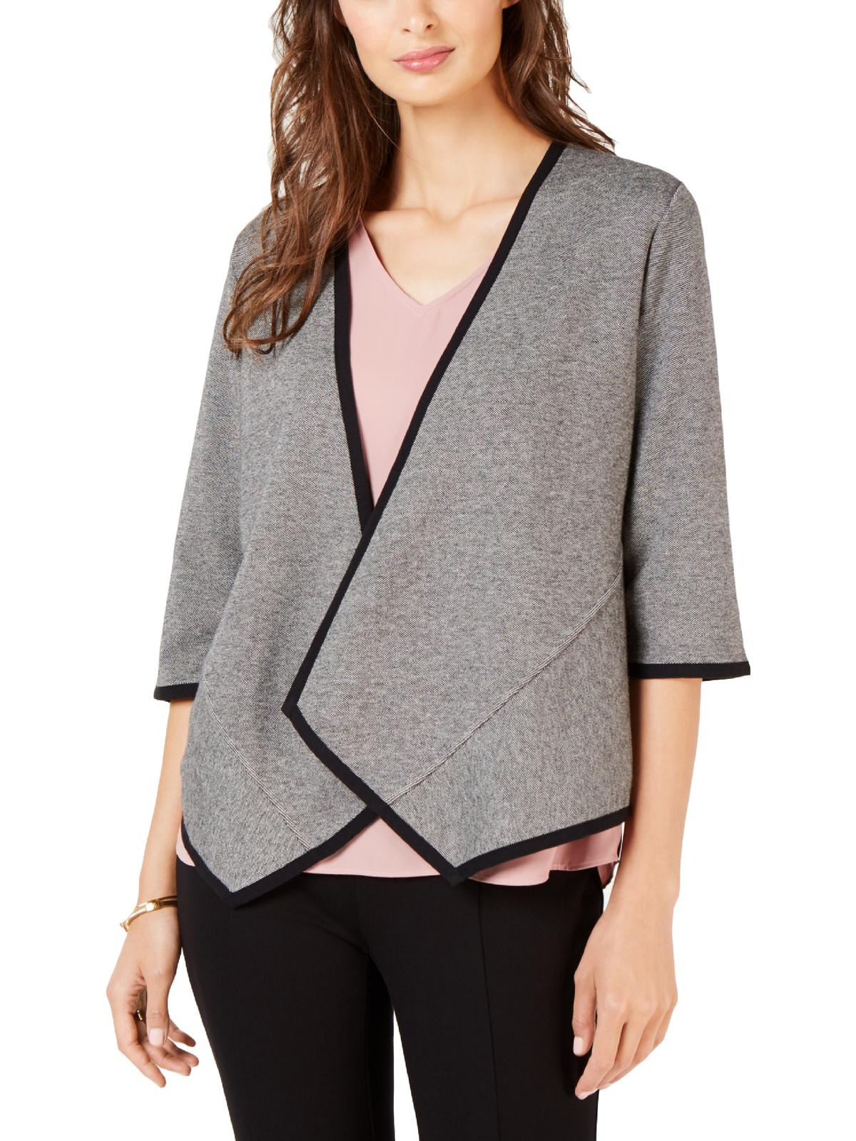 Alfani Women's Drape Front Cardigan Black- Gray   Size Petite Small