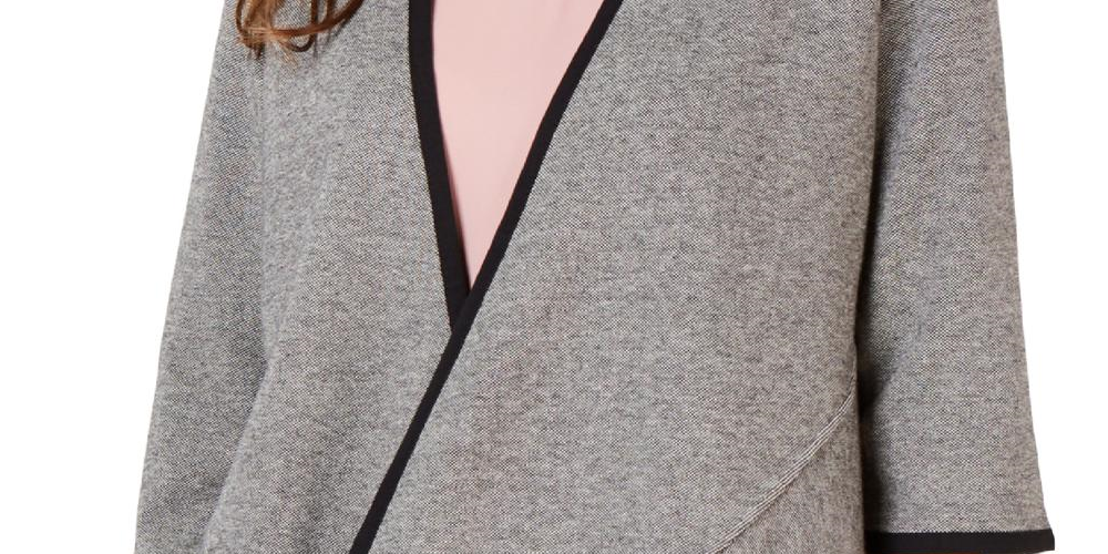 Alfani Women's Drape Front Cardigan Black- Gray   Size Petite Small