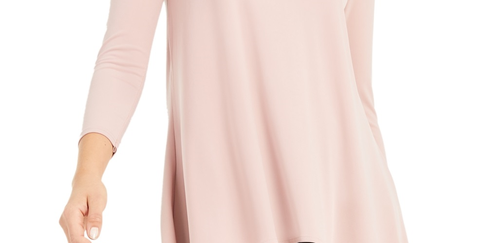 Alfani Women's Hi Low Jewel Neck Pullover Top Pink Size Small