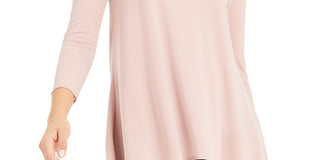 Alfani Women's Hi Low Jewel Neck Pullover Top Pink Size Small