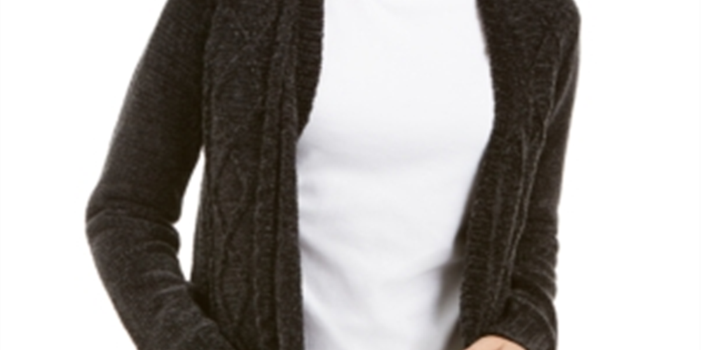 Karen Scott Women's Long Sleeve Cardigan Sweater Black Size Petite Small