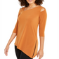 Alfani Women's Cold Shoulder Asymmetrical Top Copper Size Large